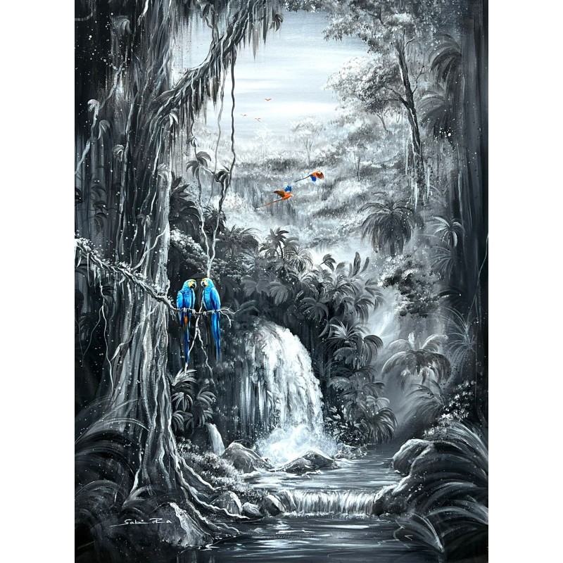 Amants Bleus sous le Voile de la Jungle