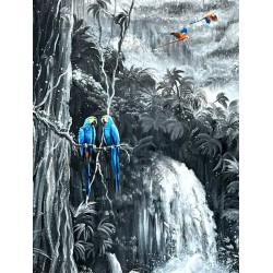 Amants Bleus sous le Voile de la Jungle